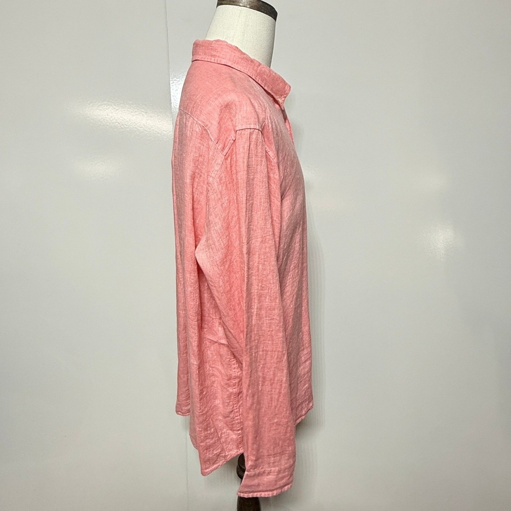 Vineyard Vines Shirt Mens XL Pink Linen Button Down Long Sleeve‎ Whale Pocket - Picture 6 of 9